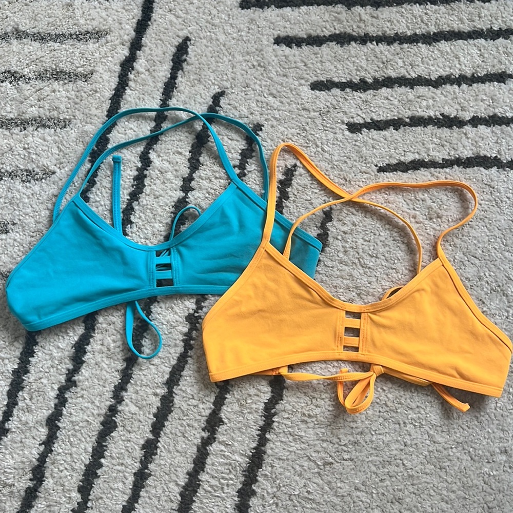 Jolyn 2-pack Tomcat bikini top, teal and orange size L